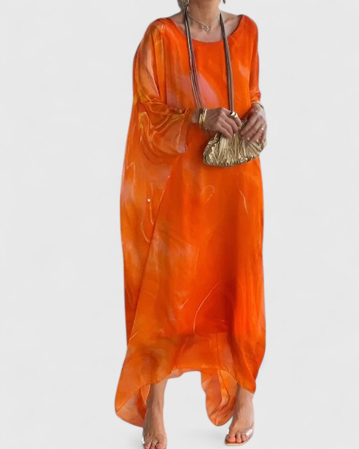 Doris | Damen Locker geschnittenes Maxikleid mit Fledermausärmeln