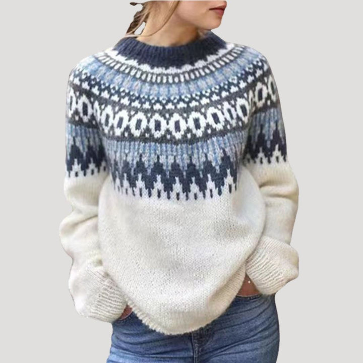 Julia | Damen Frühjahrs Gemusterter Strickpullover