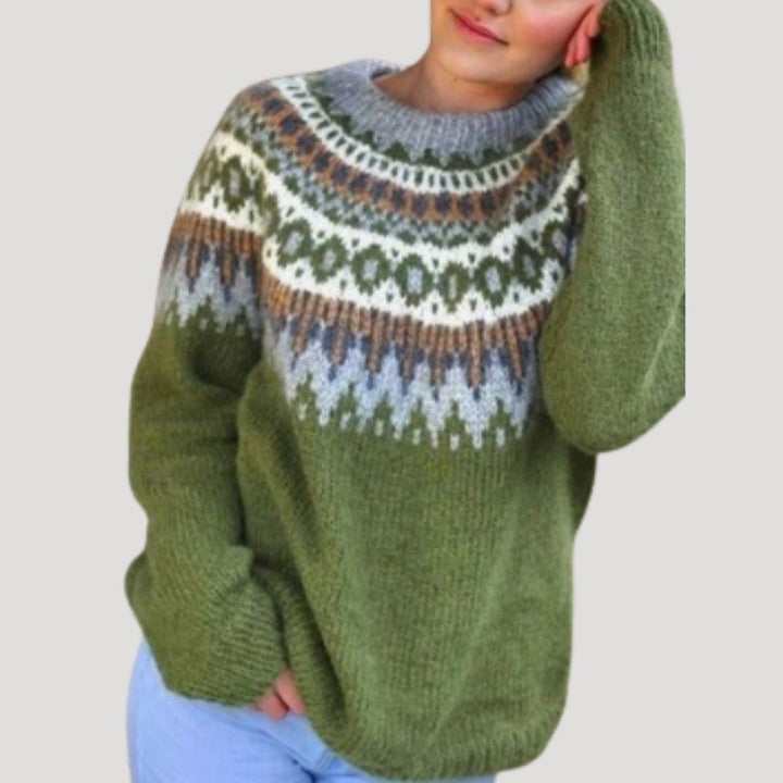 Julia | Damen Frühjahrs Gemusterter Strickpullover