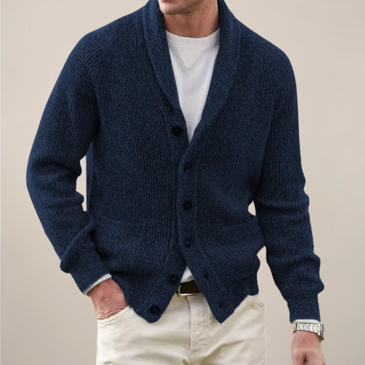 Michael | Herren Frühjahrs Strickjacke mit Schalkragen und Knopfleiste