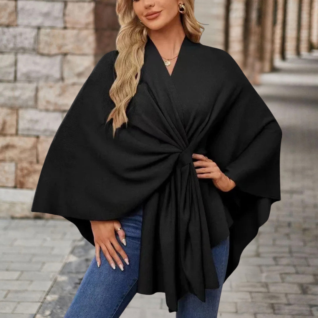 Veronika | Damen Oberteil im Cape-Stil mit Frontknoten