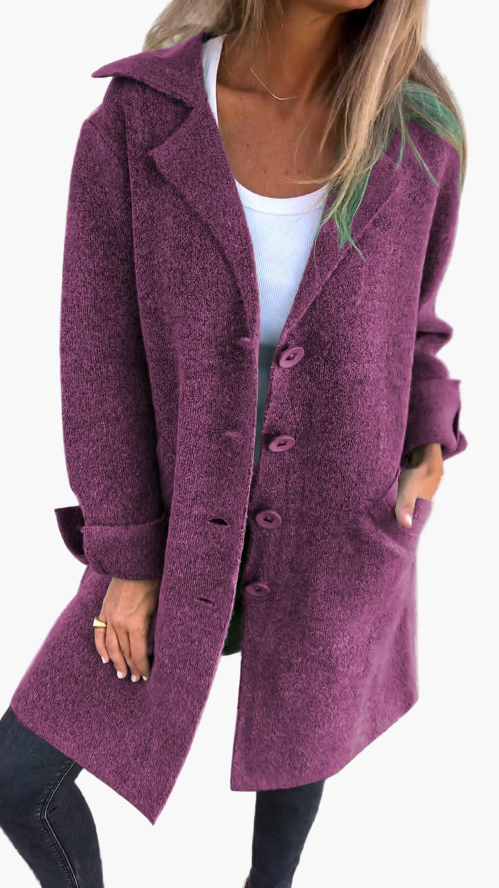 Karin | Damen Stylischer Button-Front Mantel im Relaxed Fit