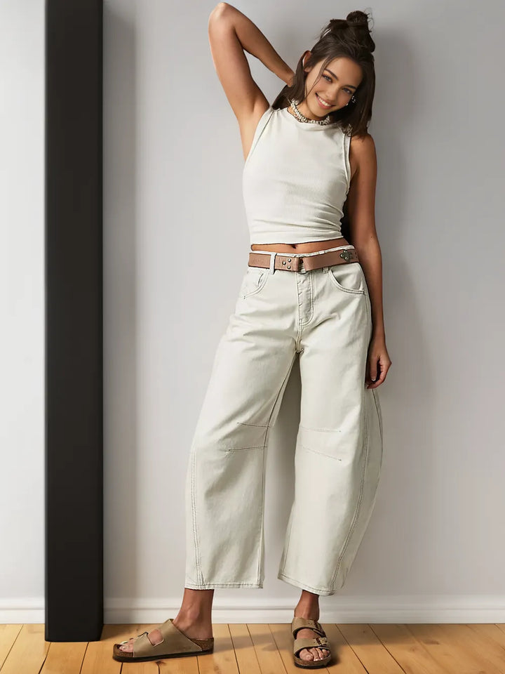 Martina | Damen Weit Geschnittene Jeans mit Nahtdetails