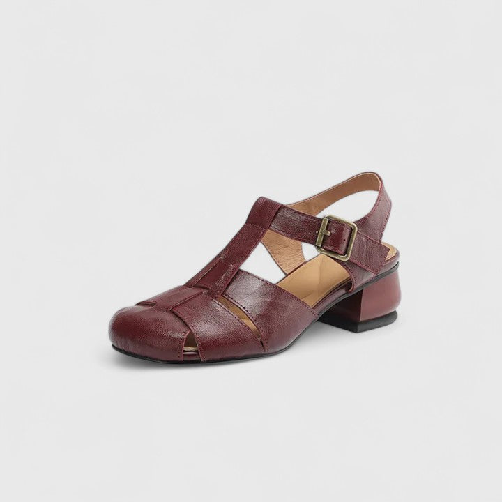 Daniela | Damen Vintage-Sandalen mit Peeptoe und Blockabsatz