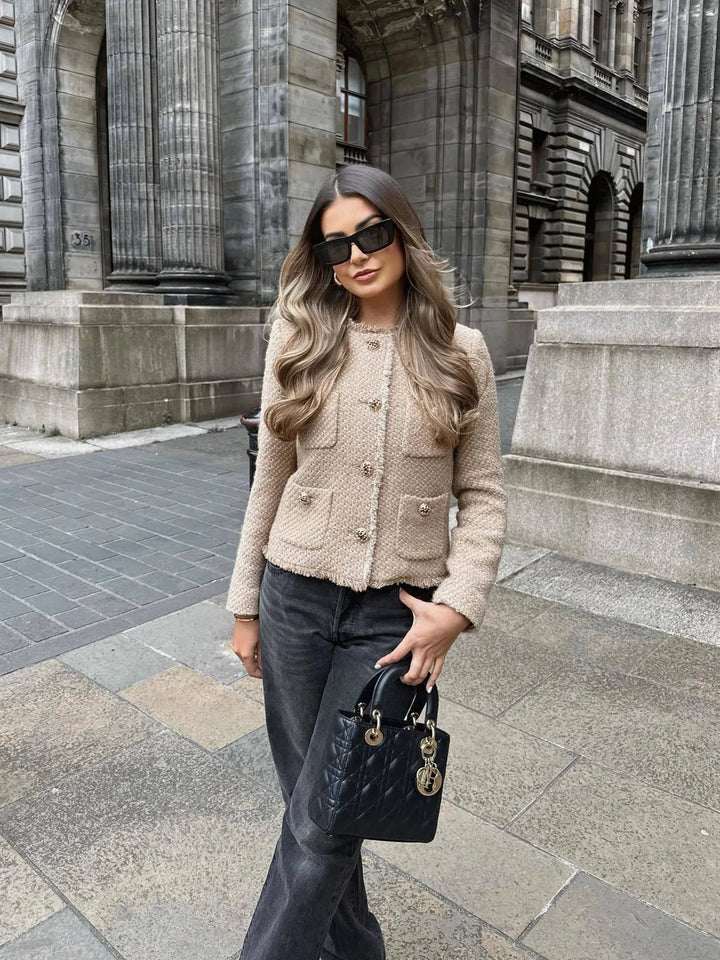 Anita | Kort Tweed Blazerejakke med Knapper for Kvinner