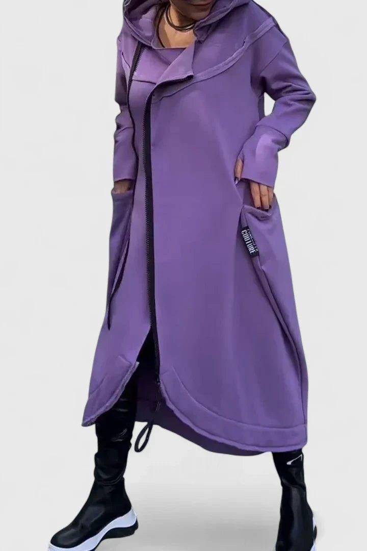Natascha | Lässiges Langärmeliges Hoodie-Kleid mit Reißverschluss