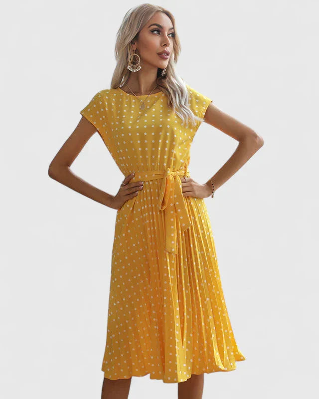 Veronika | Damen Midikleid mit Kurzärmeln und Faltenrock