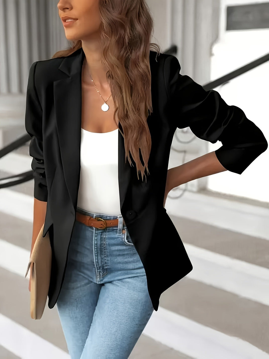 Christa | Damen Lässiger Blazer mit Einem Knopf für die Arbeit