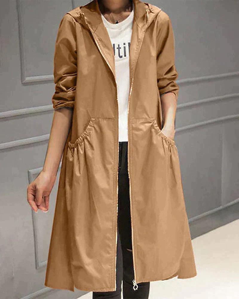 Lydia | Damen Winter-Jacke mit Kapuze und Reißverschlüssen sowie Taschen