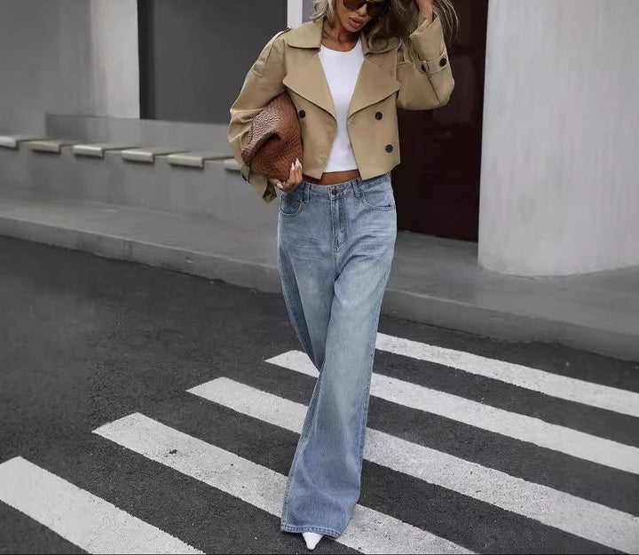 Karin | Damen Kurzer zweireihiger Trenchcoat