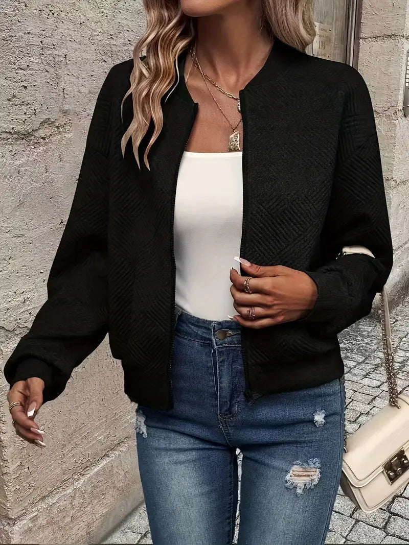 Jessica | Damen Strickjacke mit Reißverschluss und Struktur