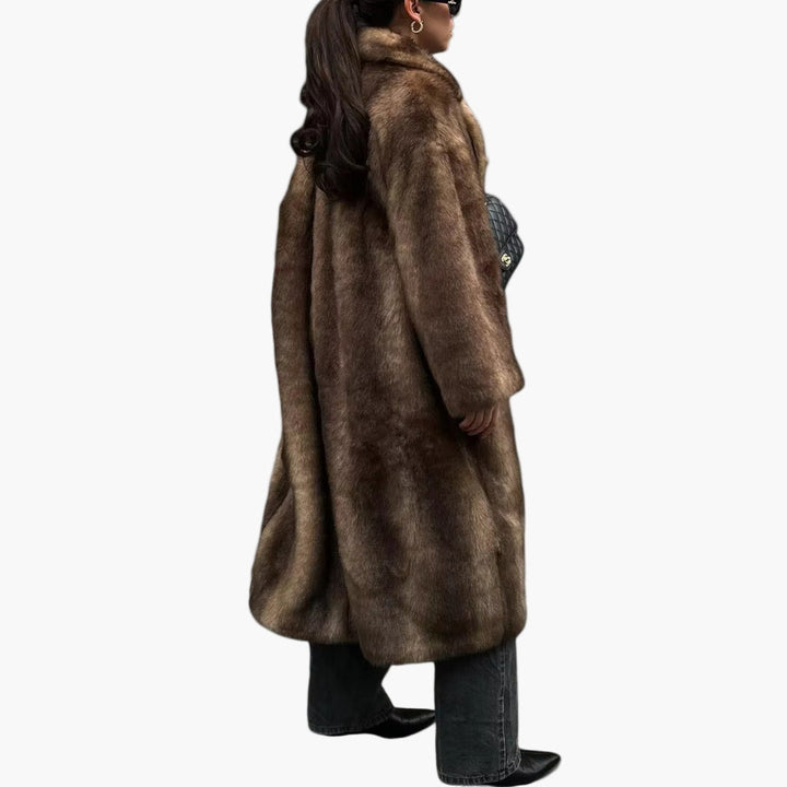 Helga | Damen Warmer Oversized Kunstfell Langer Mantel