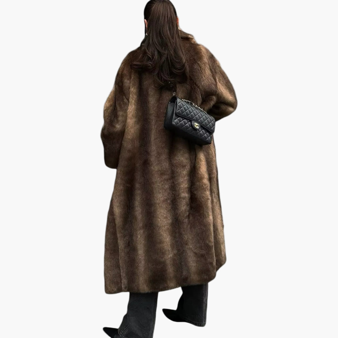 Helga | Damen Warmer Oversized Kunstfell Langer Mantel