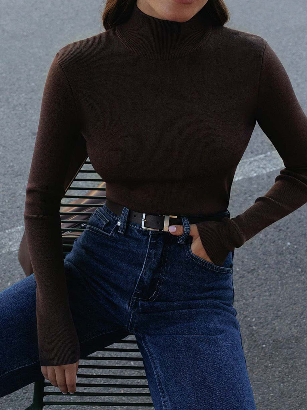 Edith | Damen Frühlings Bequemes Mock-Neck Top