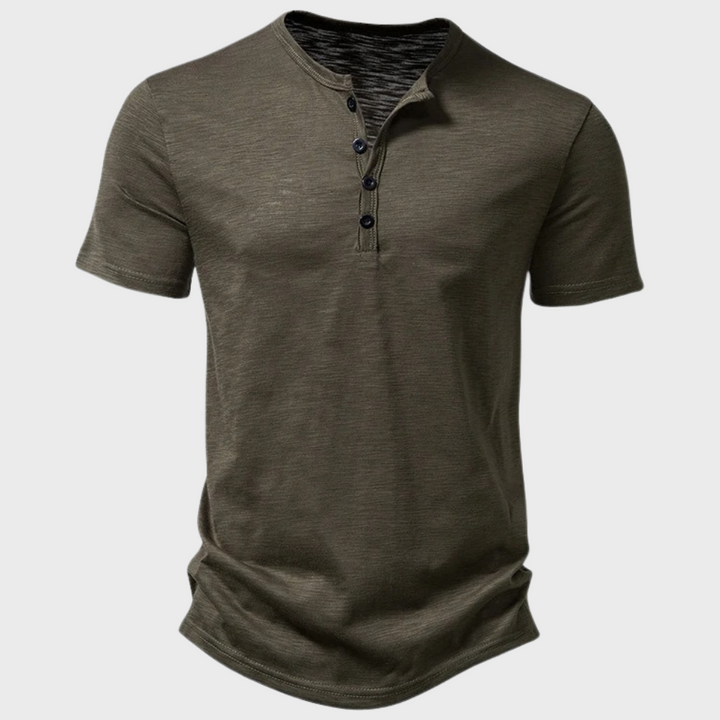 Kristian | Casual Henley T-skjorte med Knapper