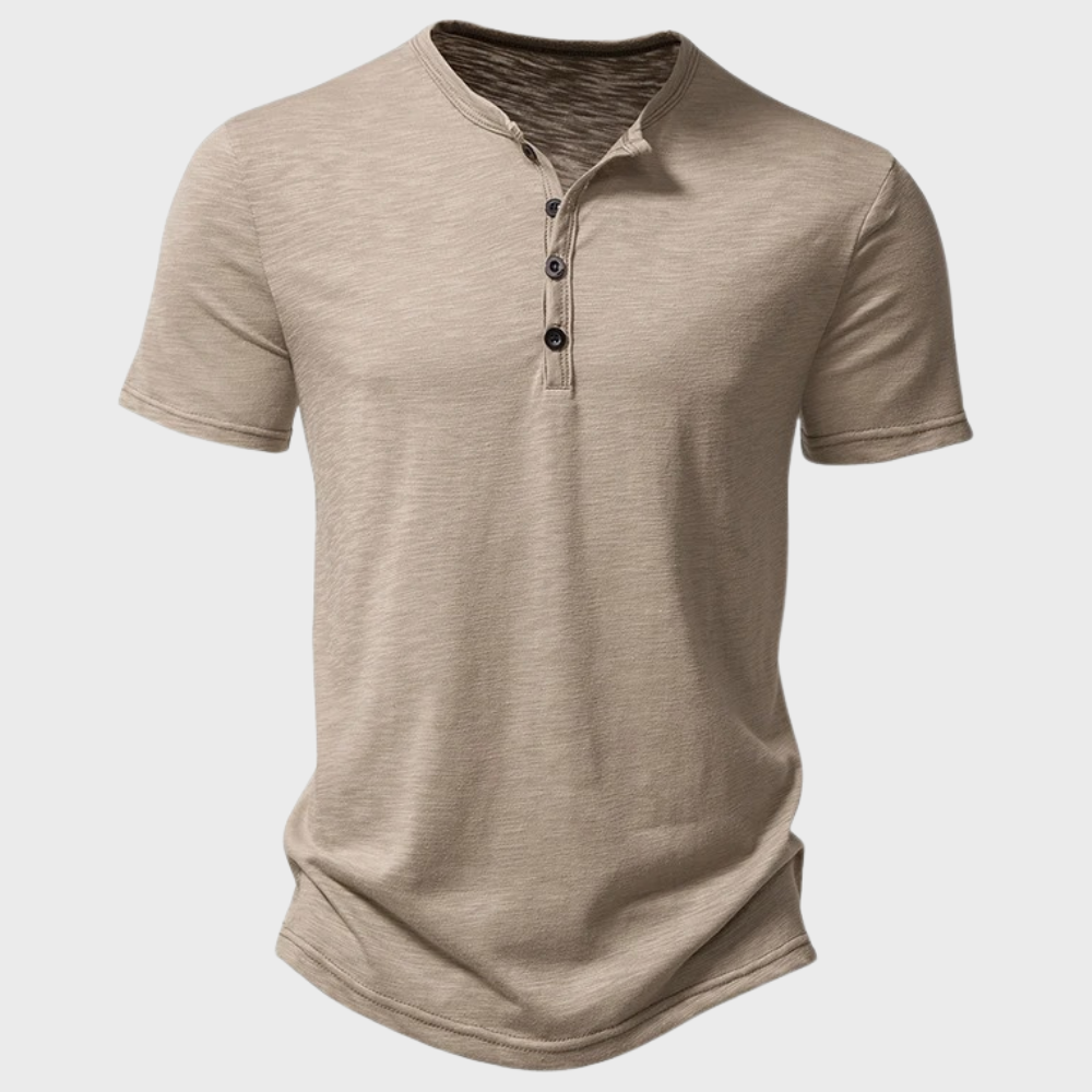 Kristian | Casual Henley T-skjorte med Knapper