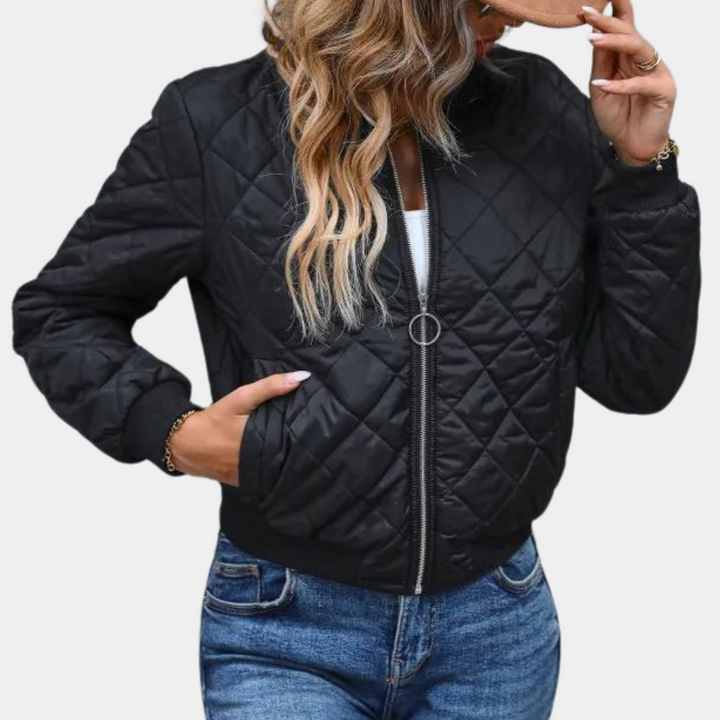 Katharina | Damen Moderne Kurz-Steppjacke mit durchgehendem Reißverschluss