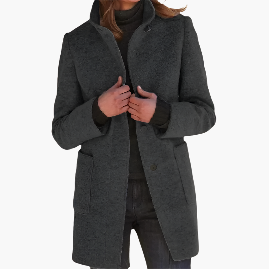 Jessica | Damen Winter Mantel mit Langem Ärmel im Klassischen Stil