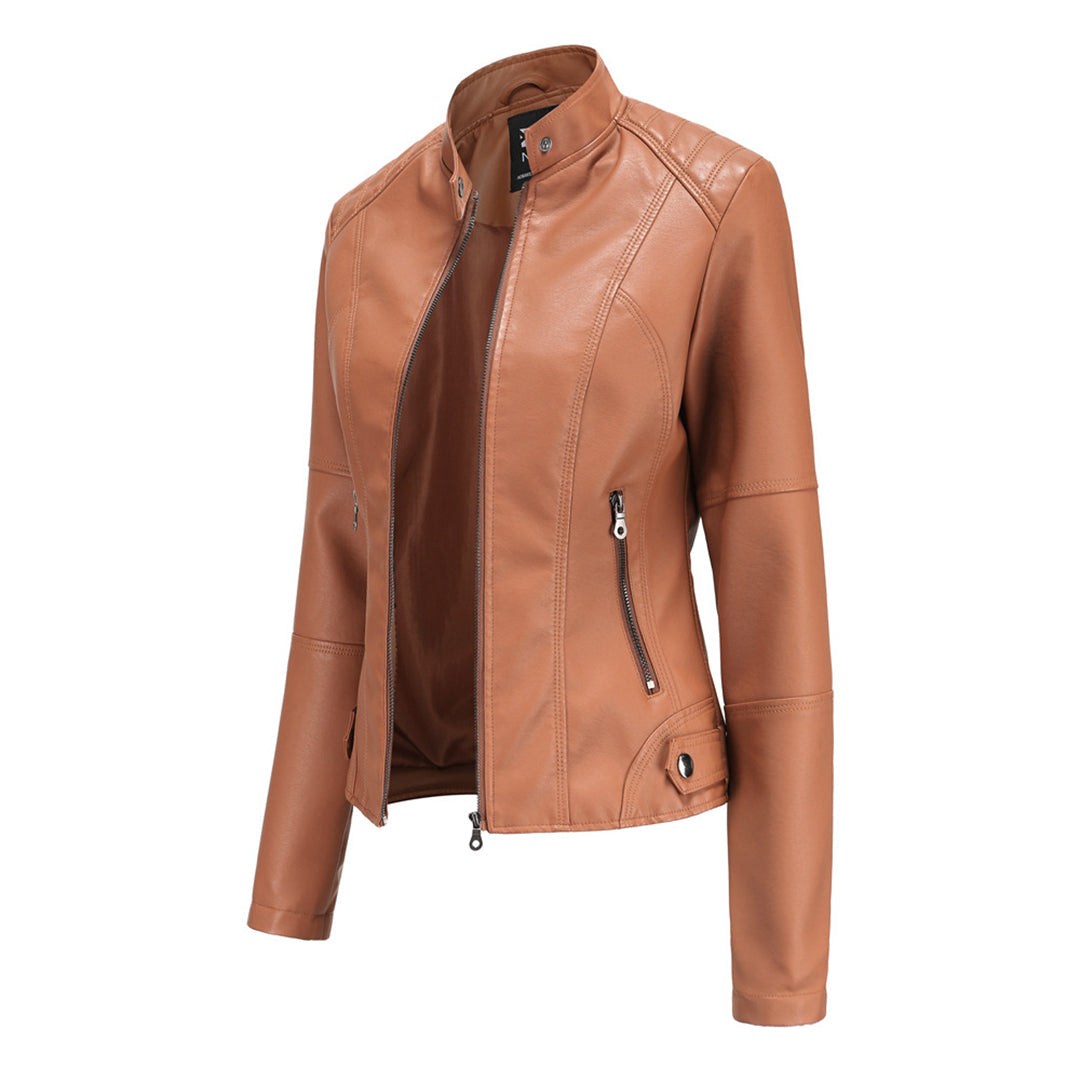 Kirsten | Damen Kunstleder-Bikerjacke mit Reißverschluss