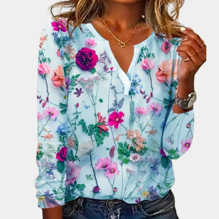 Helene | Stilfull og Avslappet Blomstret Bluse