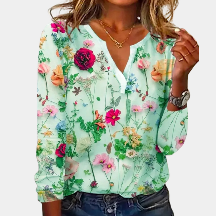 Helene | Stilfull og Avslappet Blomstret Bluse