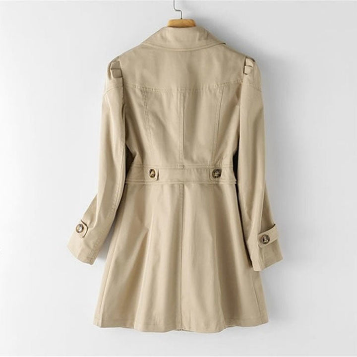 Gabriela | Damen Klassischer Langer Trenchcoat mit Knöpfen vorne