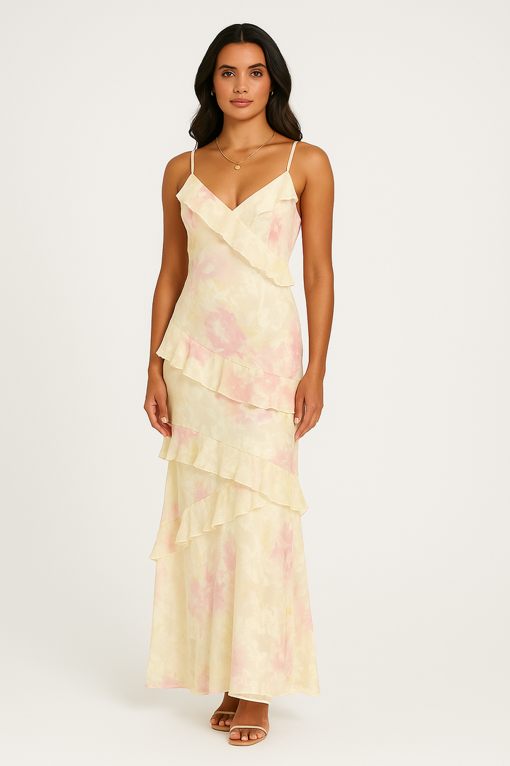 Cathrine | Sommer Maxi Kjole med Volanger