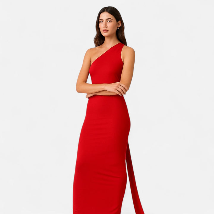 Lara | Damen Maxikleid mit Ein-Schulter-Neckholder