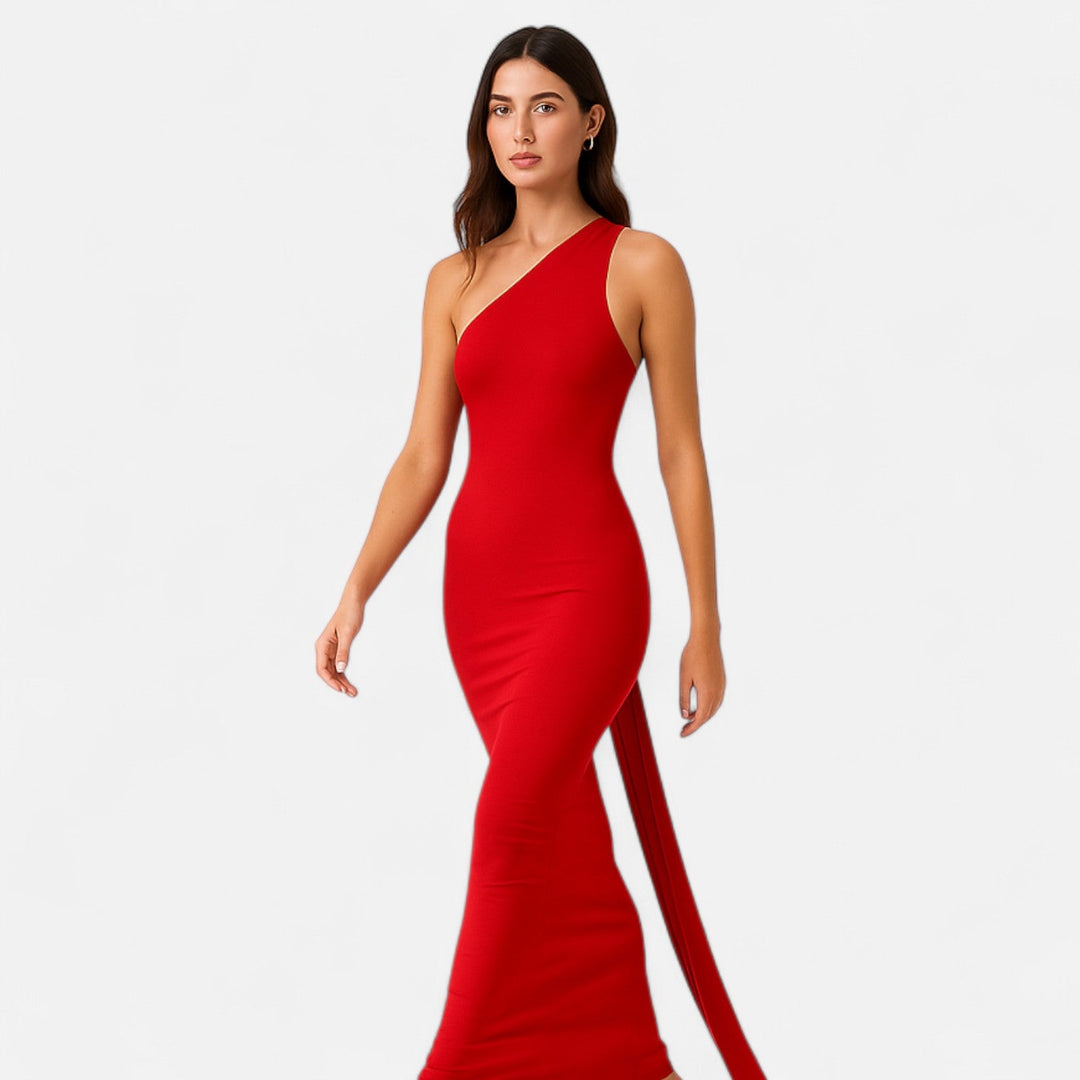 Lara | Damen Maxikleid mit Ein-Schulter-Neckholder
