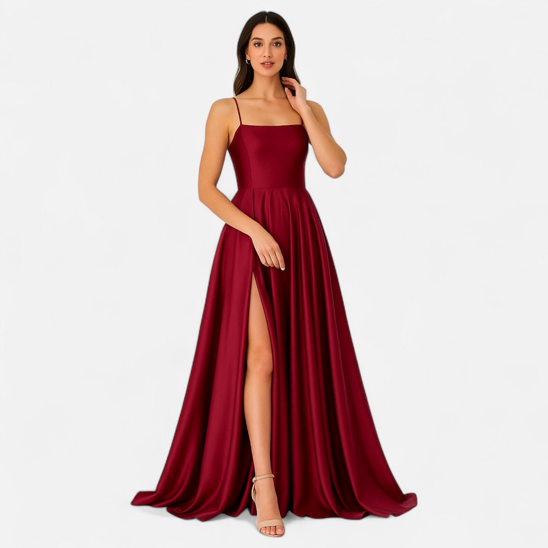 Katharina | Damen Ärmelloses Maxi-Formalkleid mit quadratischem Ausschnitt
