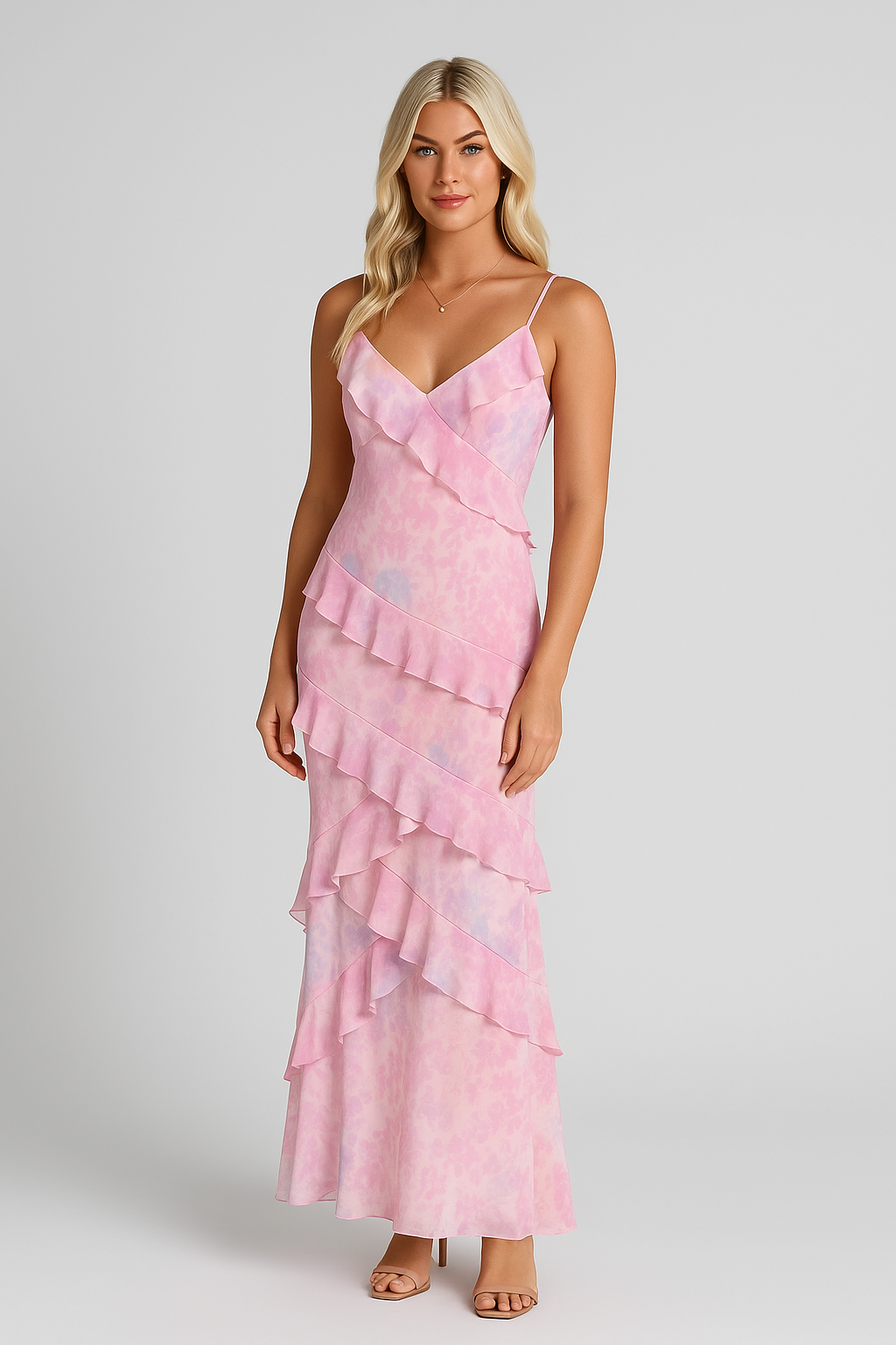 Cathrine | Sommer Maxi Kjole med Volanger