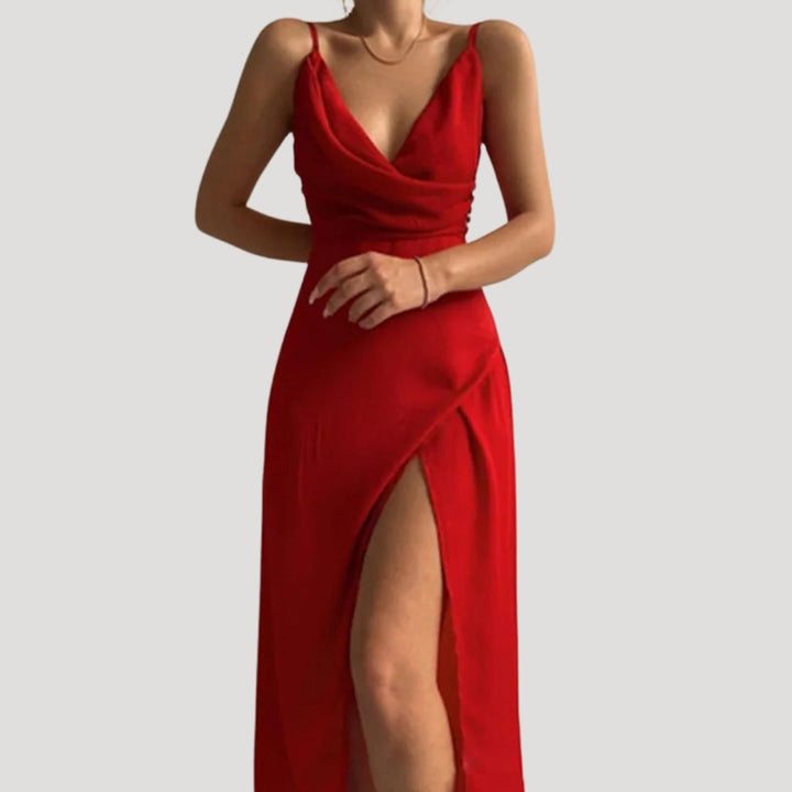 Nadine | Damen Maxi Kleid mit Schlitz für Hochzeitsgäste