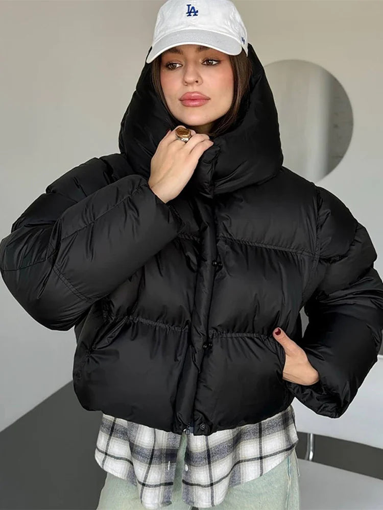 Johanna | Damen Kapuzen Cropped Puffer Winterjacke