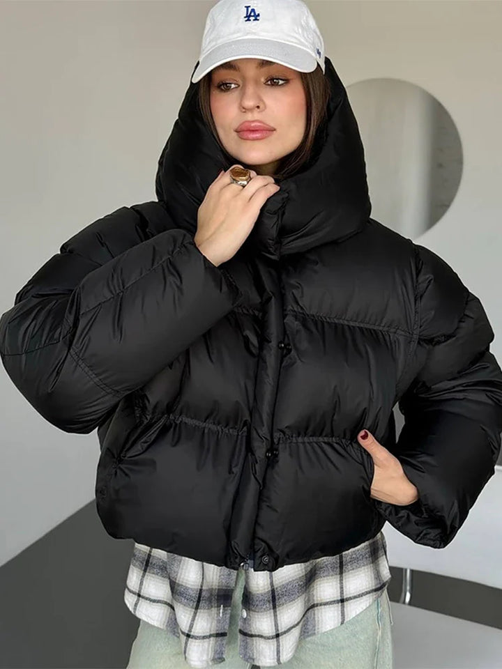 Johanna | Damen Kapuzen Cropped Puffer Winterjacke