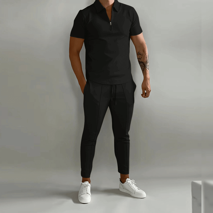 Bruno | Herren Freizeit-Poloshirt mit Reißverschluss, 2-teiliges Set