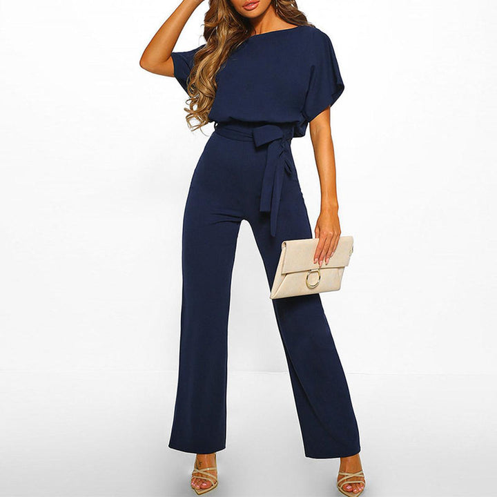 Viola | Damen Lässiger Kurzarm-Jumpsuit mit Gürtel