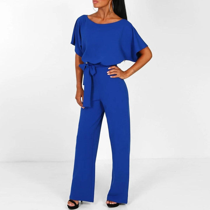 Viola | Damen Lässiger Kurzarm-Jumpsuit mit Gürtel