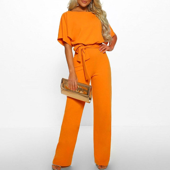 Viola | Damen Lässiger Kurzarm-Jumpsuit mit Gürtel