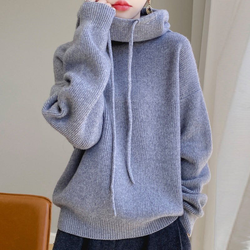 Emilia | Damen Gemütlicher Oversize Strickpullover Mit Kordelzug