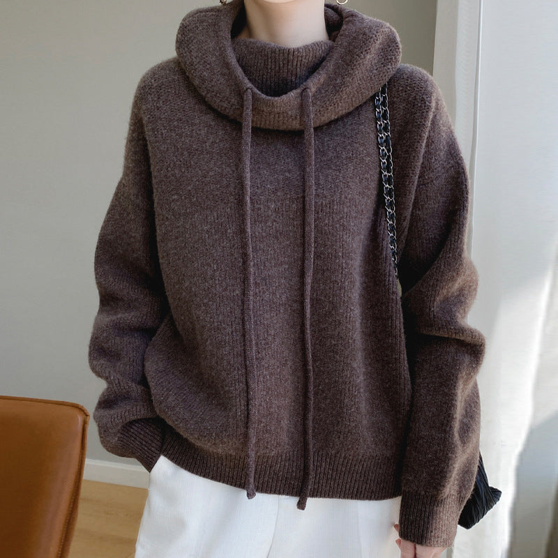 Emilia | Damen Gemütlicher Oversize Strickpullover Mit Kordelzug