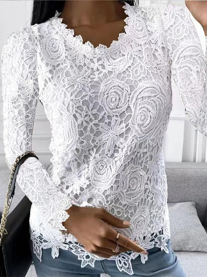 Beate | Elegant Blomstrete Bluse med Detaljer
