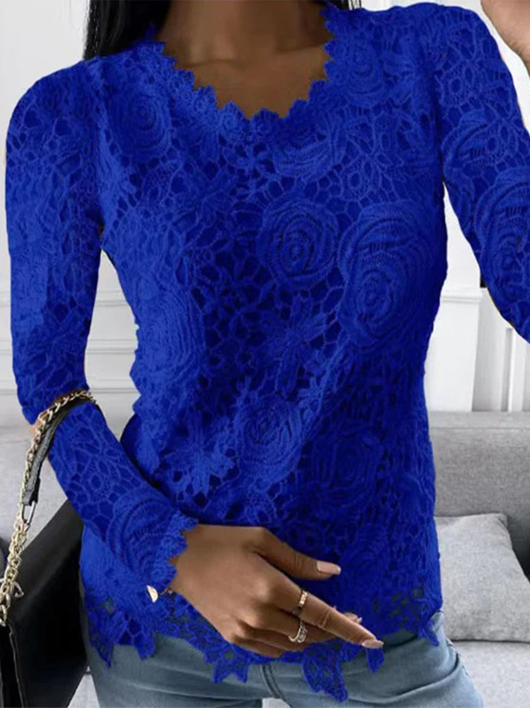 Beate | Elegant Blomstrete Bluse med Detaljer