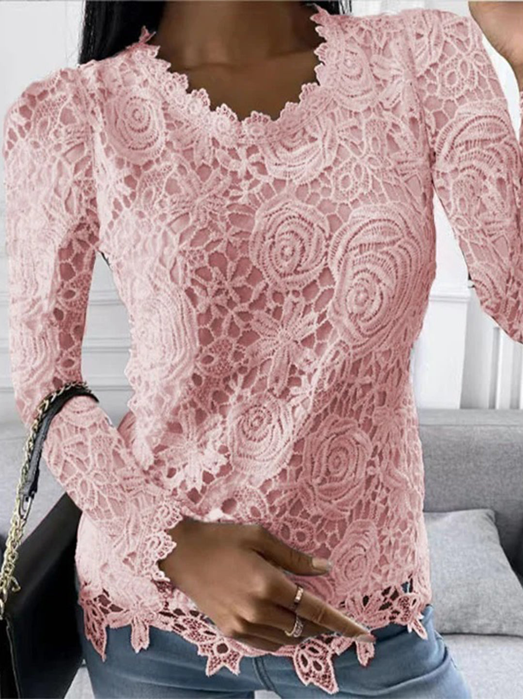 Beate | Elegant Blomstrete Bluse med Detaljer