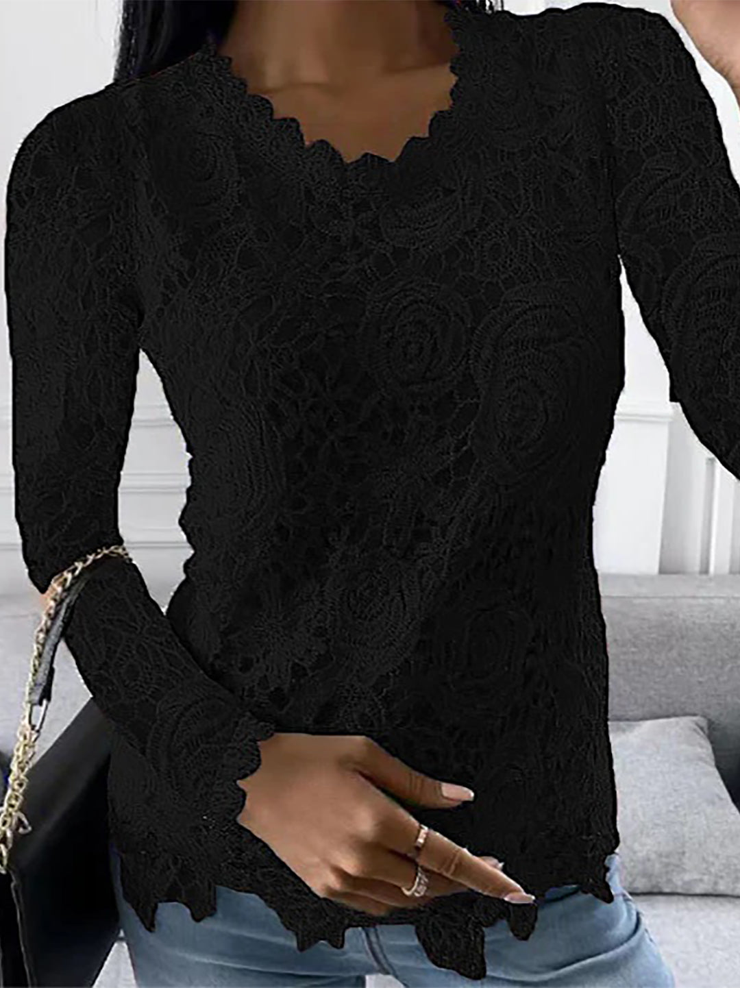Beate | Elegant Blomstrete Bluse med Detaljer