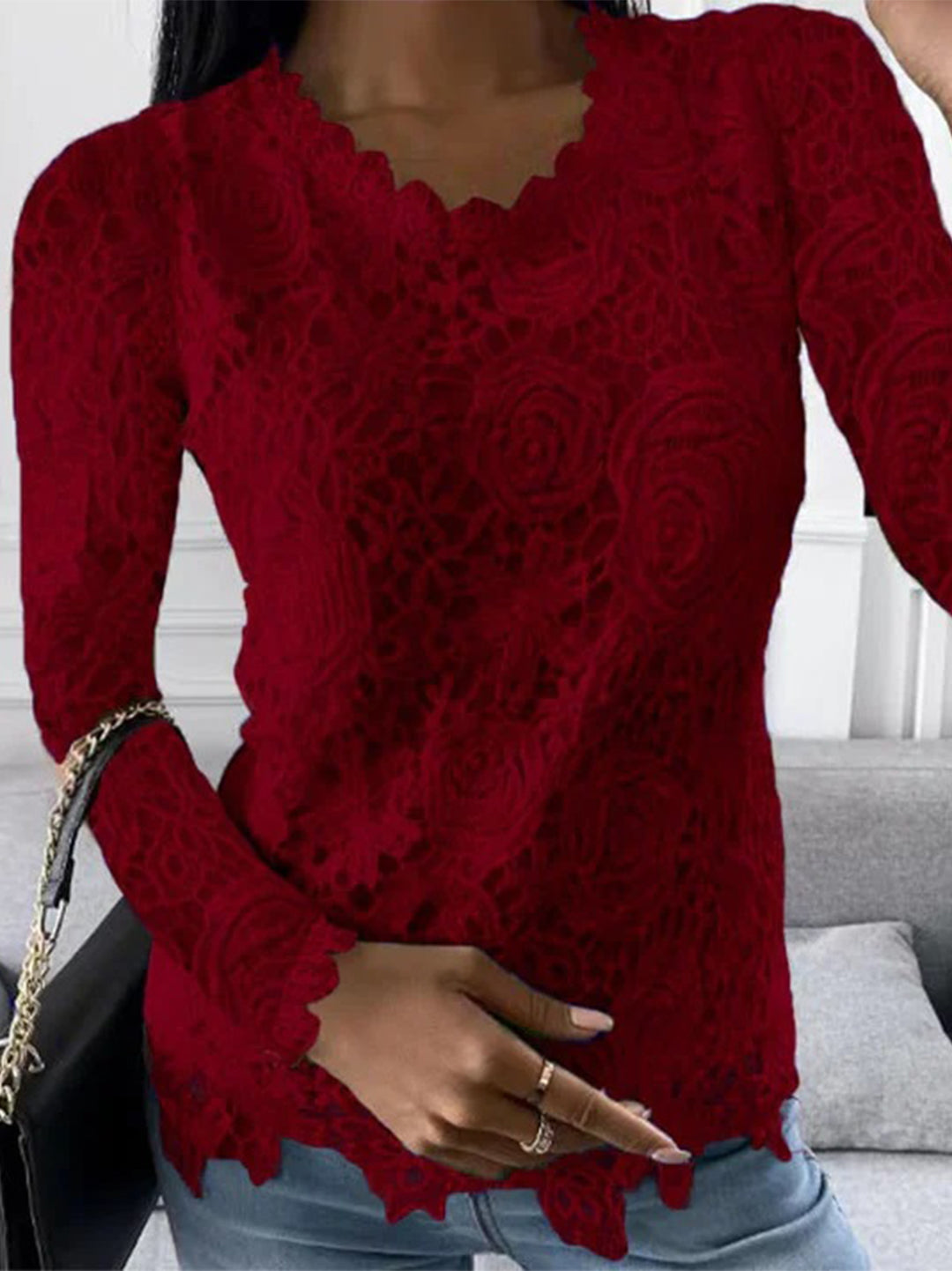 Beate | Elegant Blomstrete Bluse med Detaljer