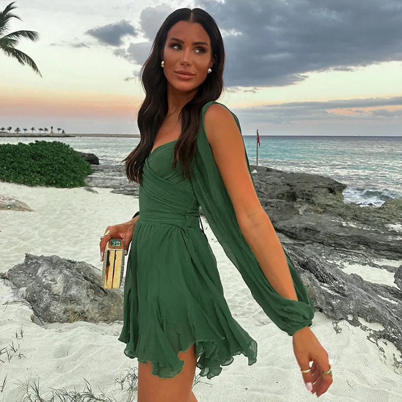 Sabine | Sommerliches Damen-Minikleid mit langen Ärmeln