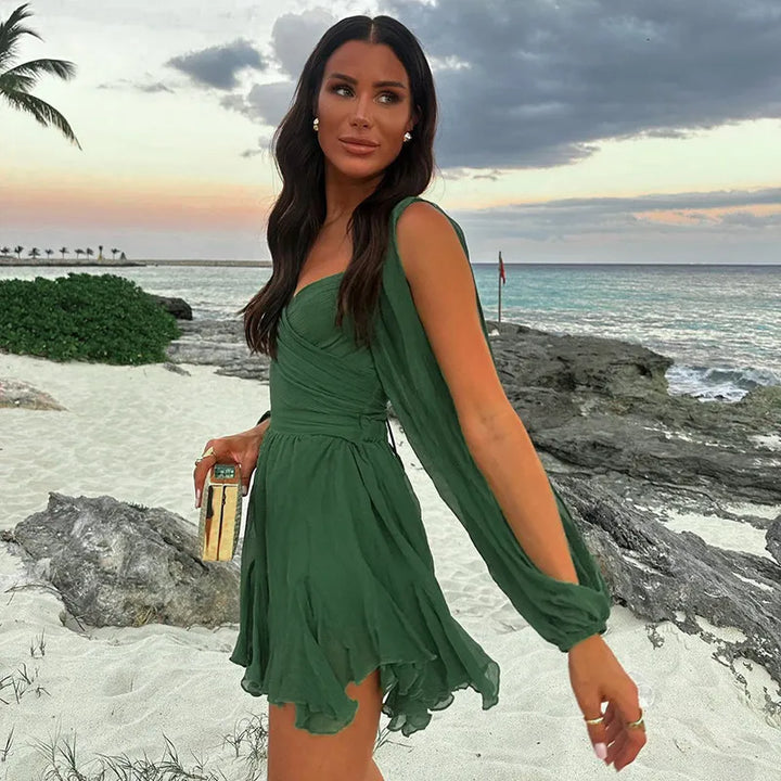 Sabine | Sommerliches Damen-Minikleid mit langen Ärmeln