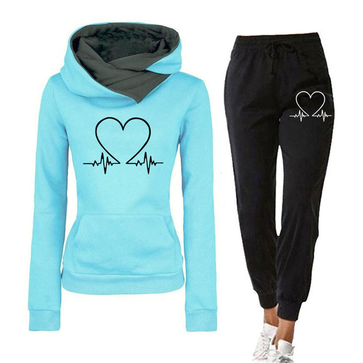 Carolin | Damen Hoodie- und Jogginghose-Set mit Herzschlagmotiv