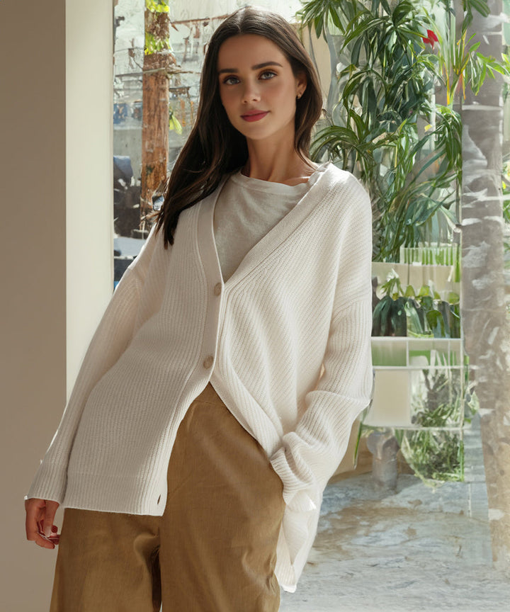 Johanna | Damen Oversized Strickjacke mit Knöpfen