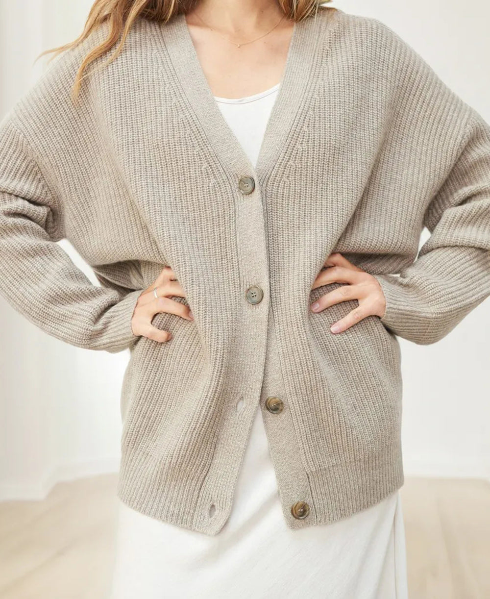 Johanna | Damen Oversized Strickjacke mit Knöpfen